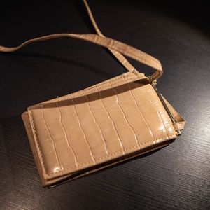 ZARA BASIC COLLECTION BEIGE SMART CELL PHONE BAG PURSE CASE CROSS BODY
